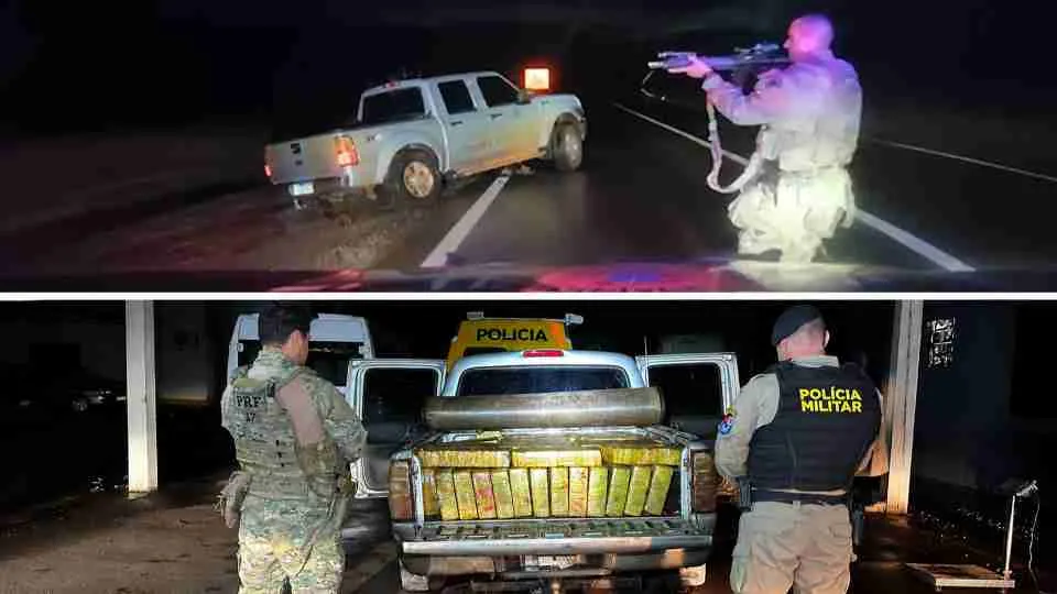 Após perseguição, PRF e PM apreendem quase uma tonelada de maconha em carro clonado em Toledo