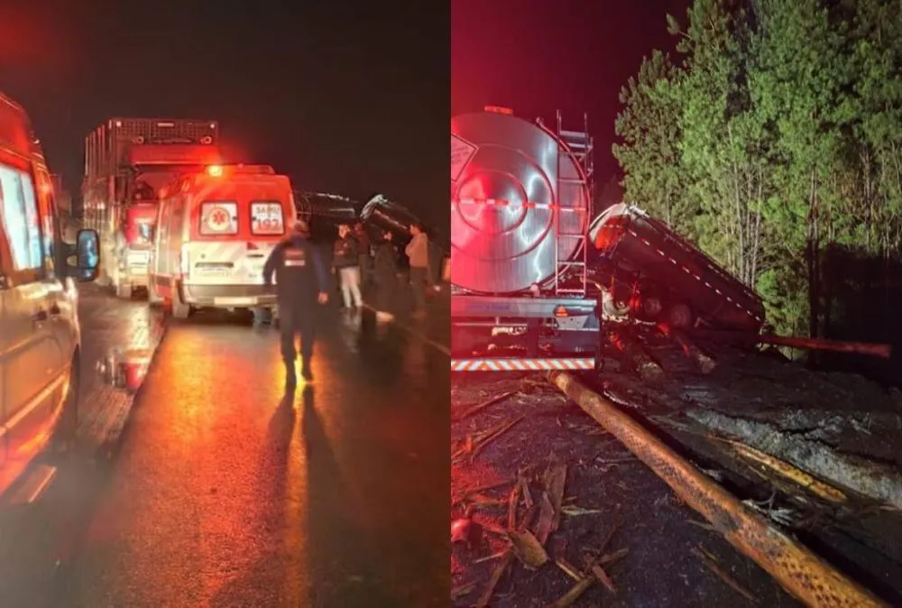 Caminhão cai em barranco e motorista morre esmagado na PR-151