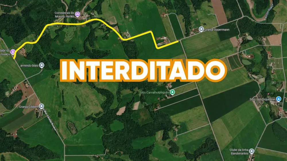 Trecho entre a Linha Bandeirantes e o salão comunitário da Linha São José Guaçu será interditado para obras de asfaltamento