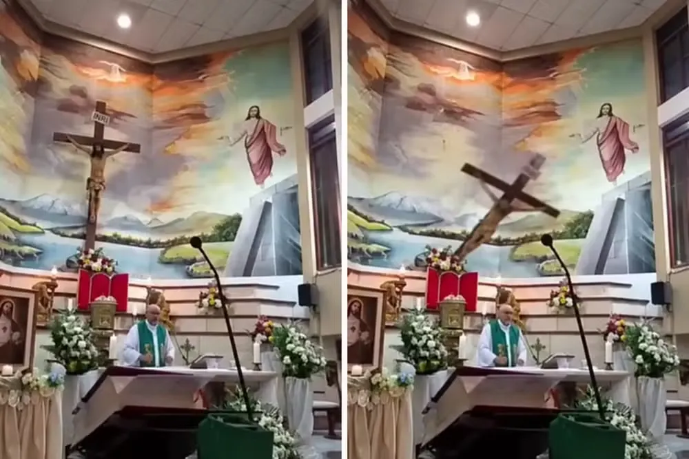 Padre morre após cruz cair sobre sua cabeça durante transmissão ao vivo de uma missa no Equador
