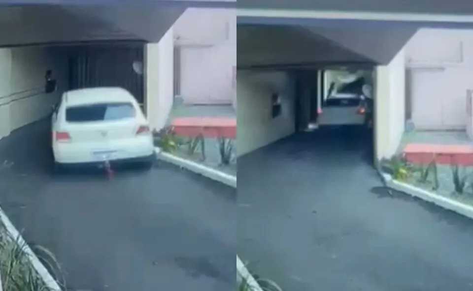 Casal furta TV de motel, derruba portão na fuga e é preso no PR