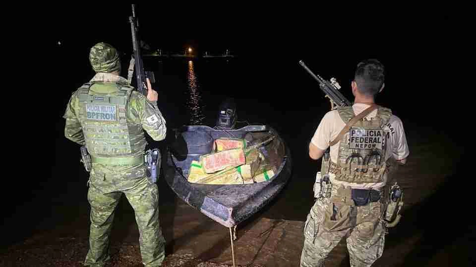 Forças policiais apreendem 677 quilos de maconha no Lago de Itaipu, em Santa Helena