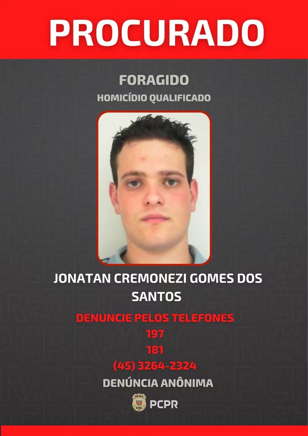 Homem foragido h&aacute; mais de um ano pela morte de adolescente se apresenta &agrave; pol&iacute;cia, no Paran&aacute;