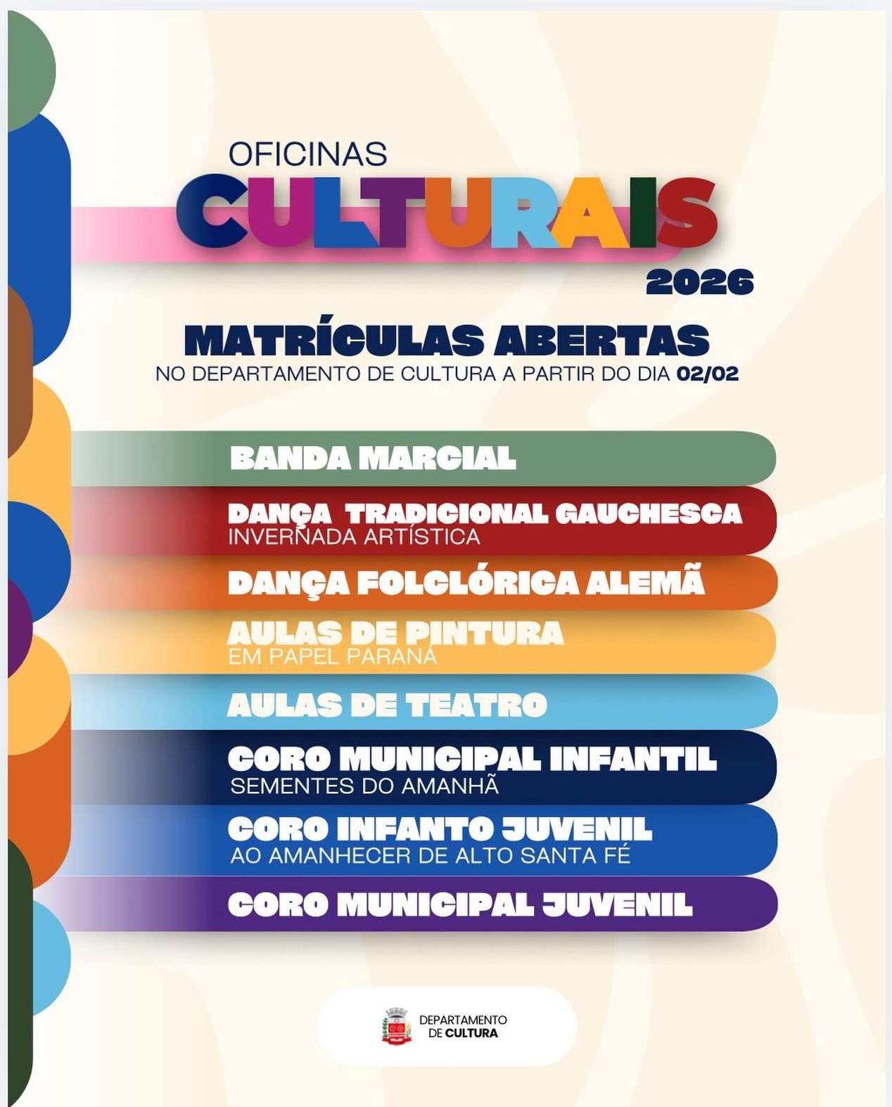 Departamento de Cultura de Nova Santa Rosa abrir&aacute; matr&iacute;culas e rematr&iacute;culas para atividades culturais