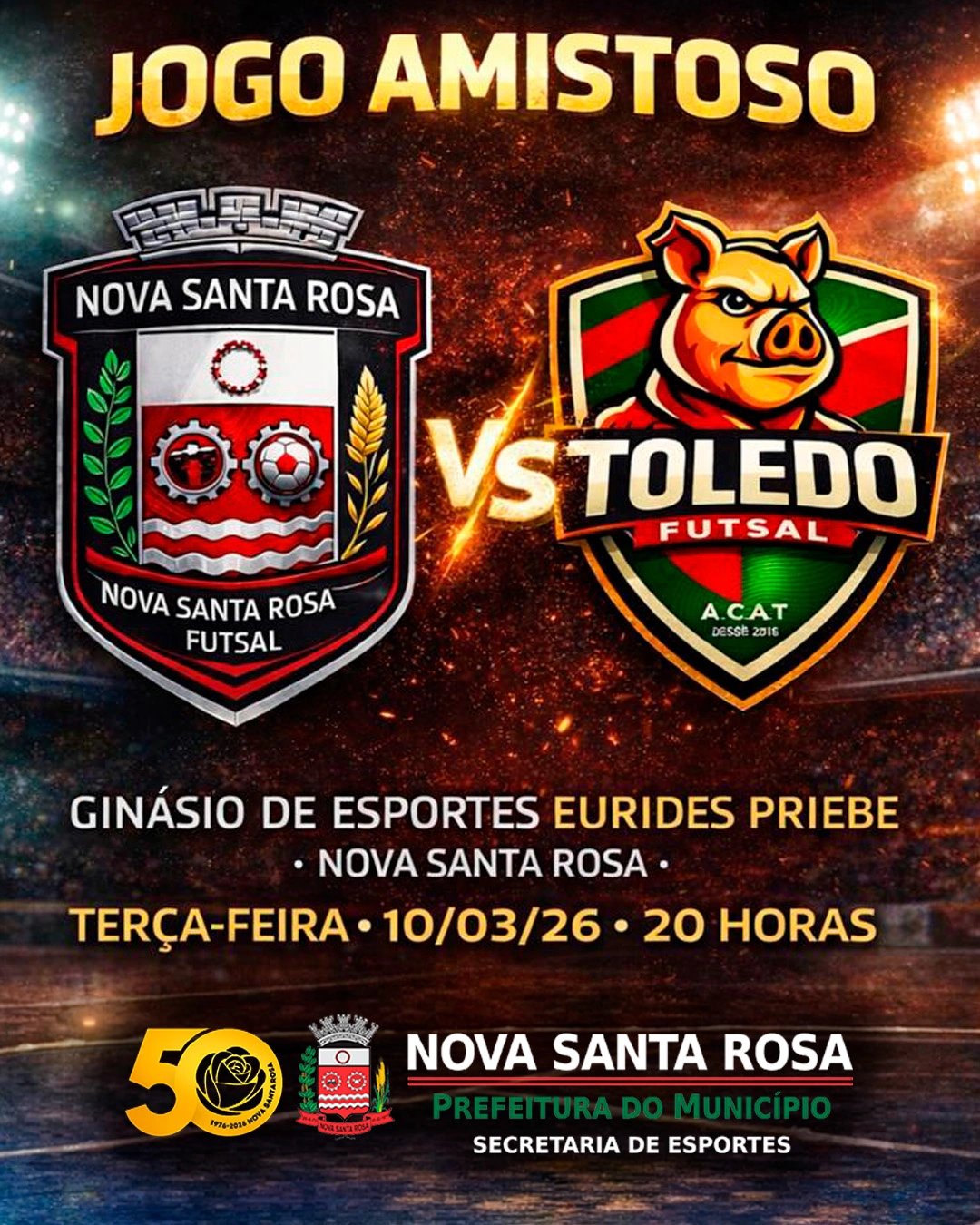 Nova Santa Rosa Futsal enfrenta Toledo em jogo amistoso nesta ter&ccedil;a-feira (10)