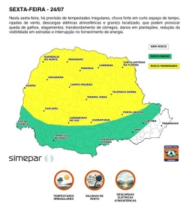 Chuva vai e volta no Paran&aacute; at&eacute; domingo, mas segunda-feira volta a ter sol