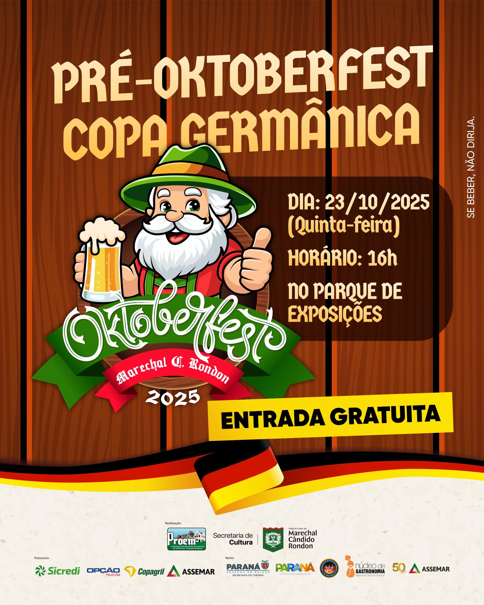 Copa Germânica, no parque de exposições, sedia Pré-Oktoberfest nesta quinta-feira