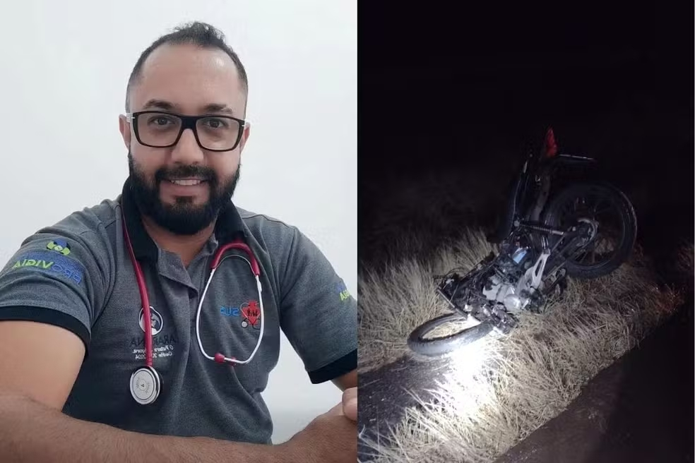Técnico de enfermagem morre após ser lançado a 80 metros em batida entre moto e carro, no PR