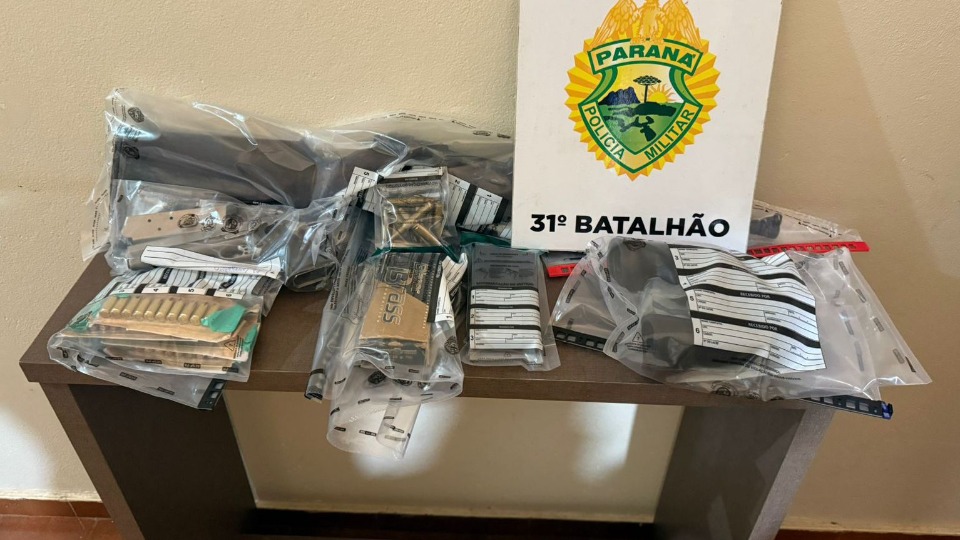 Fuzil, pistola e munições são apreendidos em Palotina