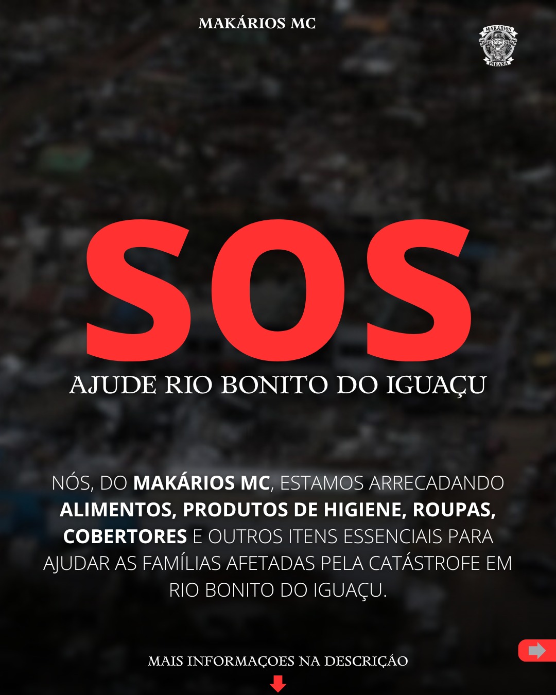 Makários Moto Clube promove campanha solidária para ajudar Rio Bonito do Iguaçu após tornado
