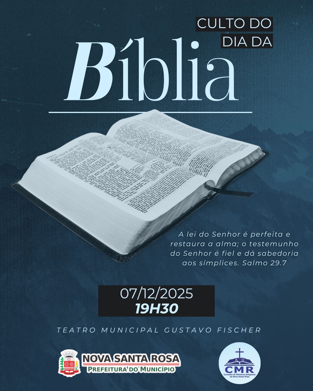 Celebração do Culto do Dia da Bíblia reunirá comunidade cristã neste domingo (07) em Nova Santa Rosa