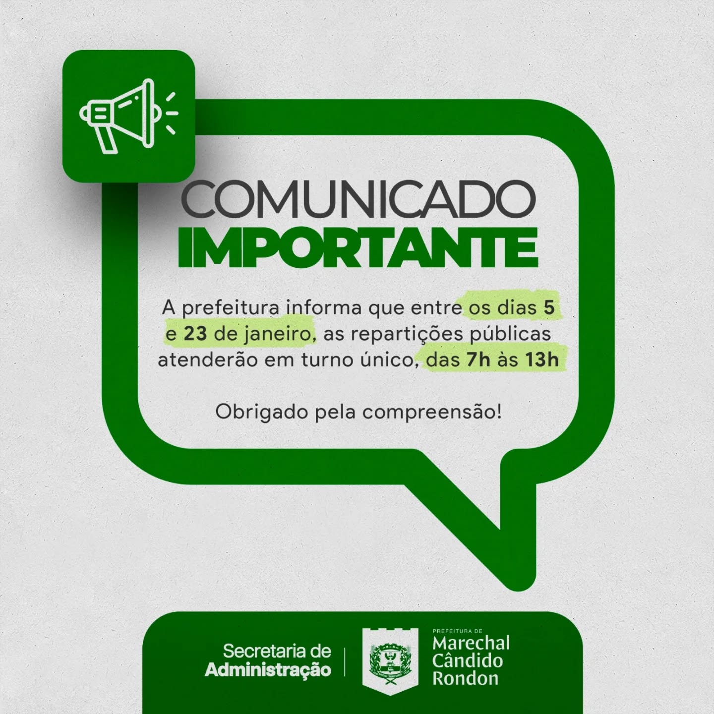 Atendimento na prefeitura rondonense terá turno único em janeiro