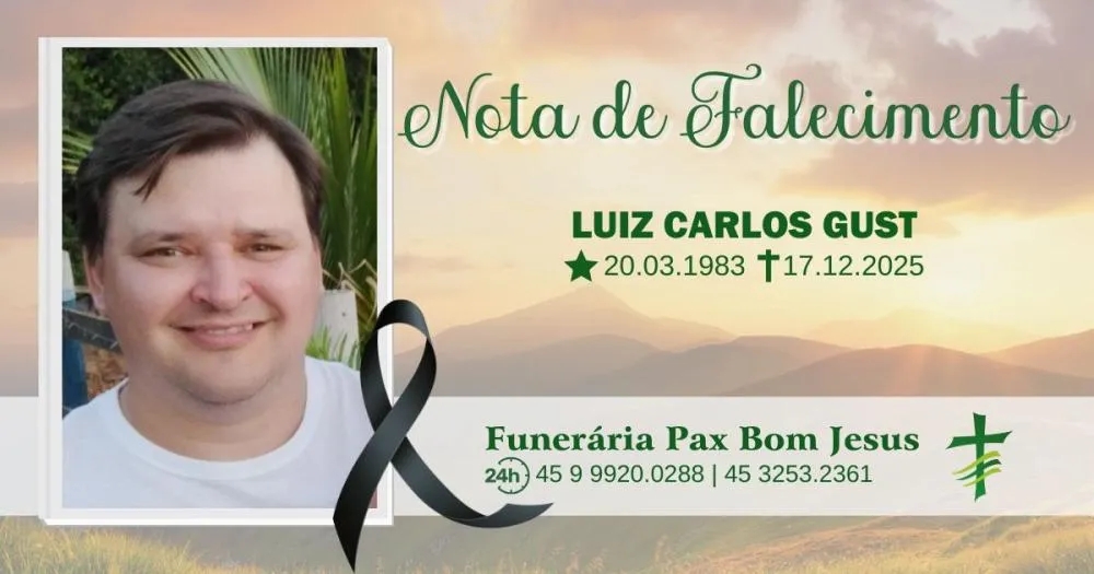 Família de Nova Santa Rosa comunica o falecimento de Luiz Carlos Gust, aos 42 anos