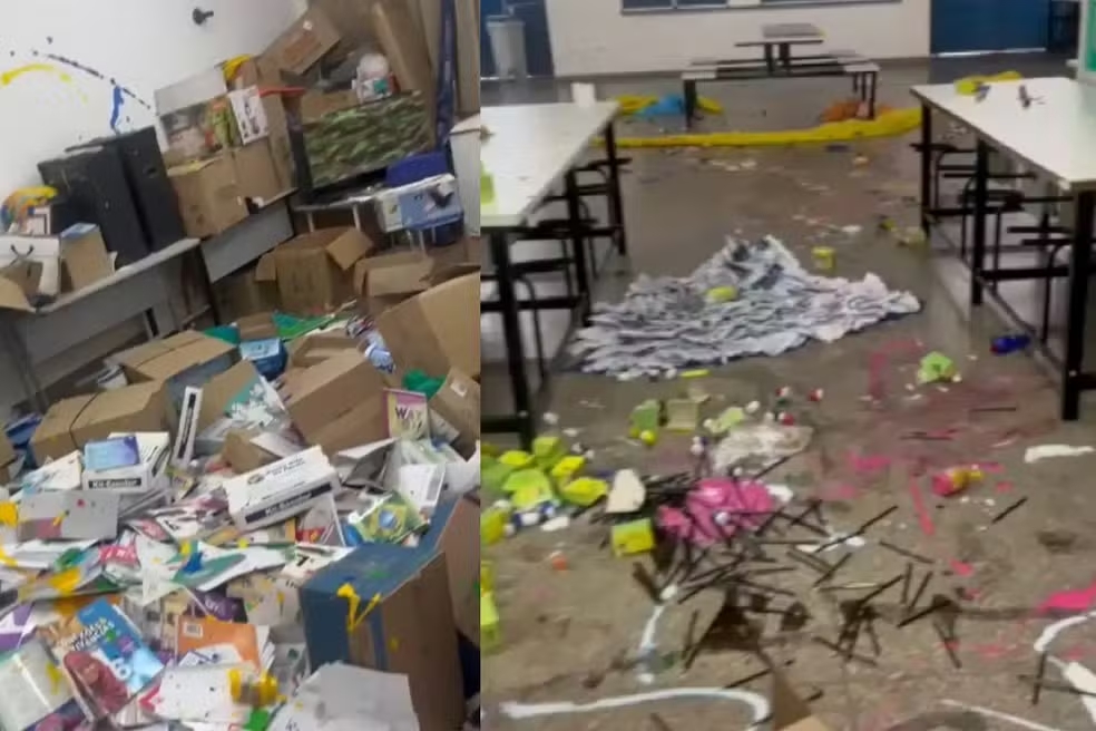 Pai denuncia filhas de 9 e 11 anos ao encontrar meninas pichando e depredando escola em MS