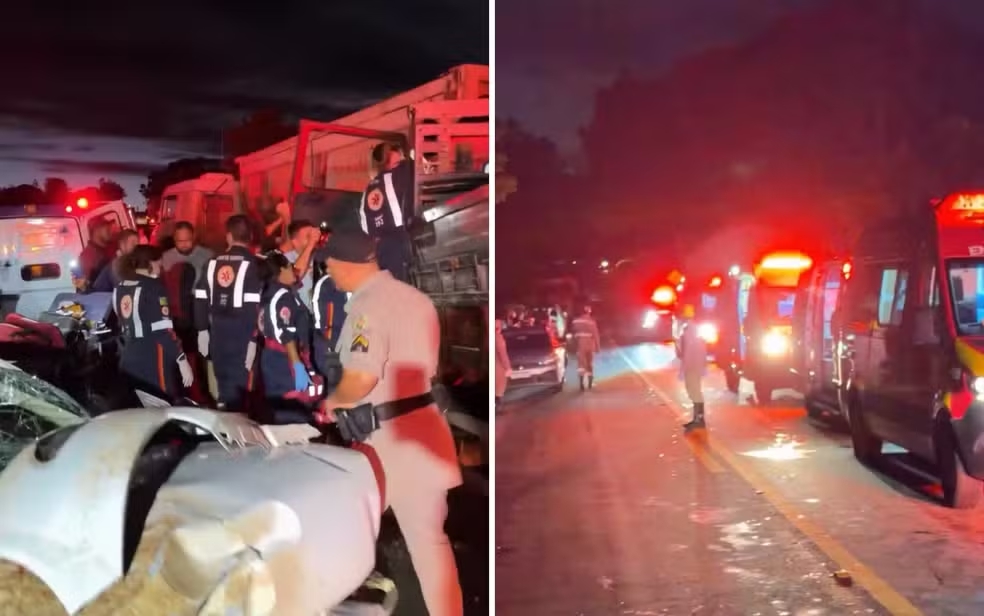 Acidente entre carro e caminhões deixa quatro mortos em rodovia de Goiás