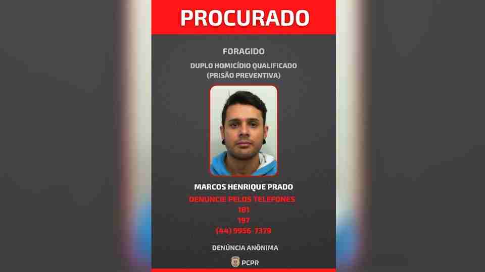 Polícia divulga foto de homem foragido por duplo homicídio em Guaíra