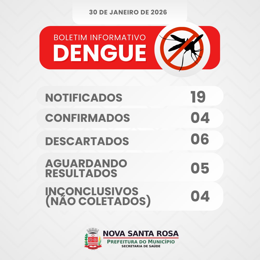 Saúde de Nova Santa Rosa divulga boletim epidemiológico da dengue e reforça alerta à população