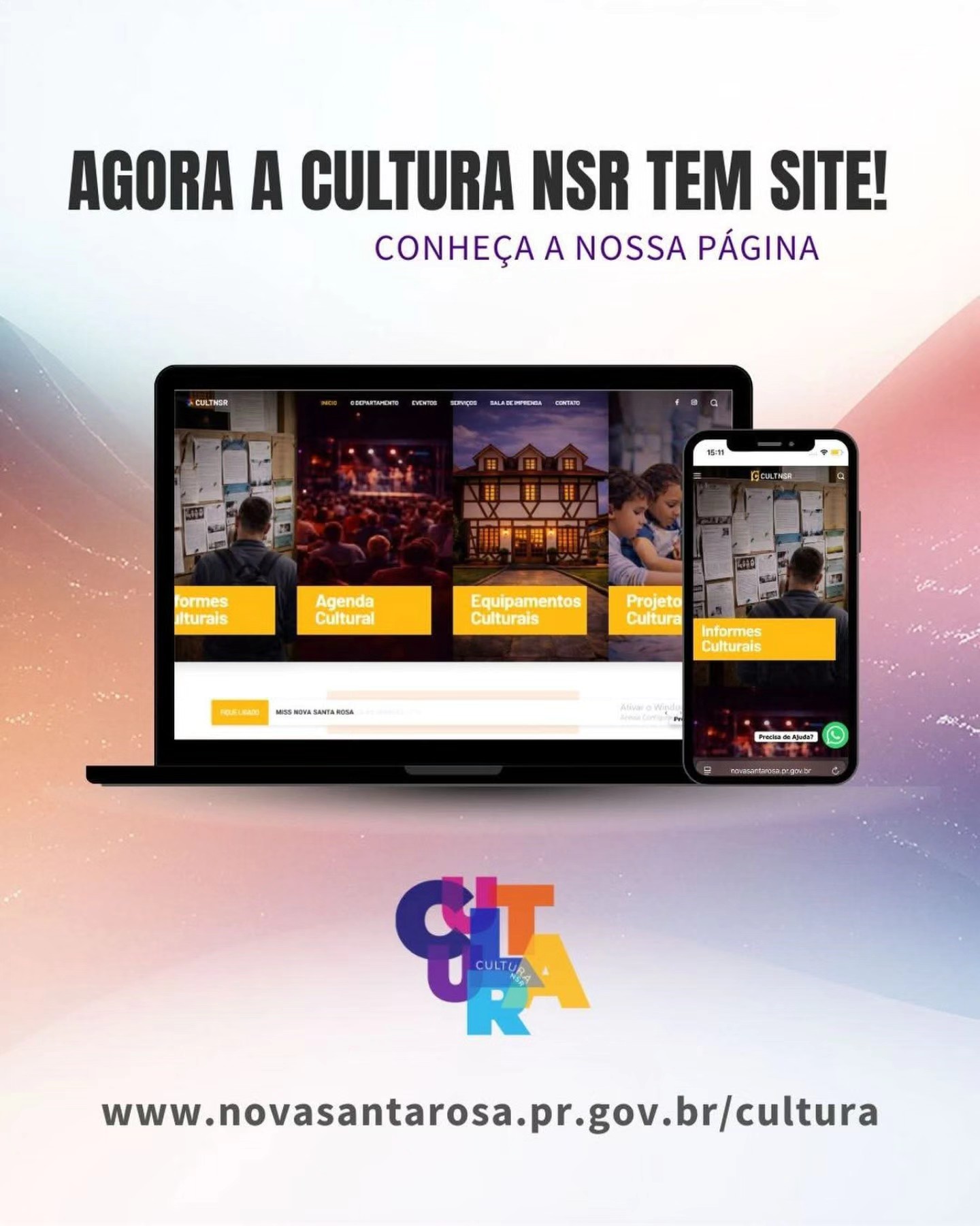 Departamento de Cultura de Nova Santa Rosa lança site oficial para ampliar acesso à informação cultural