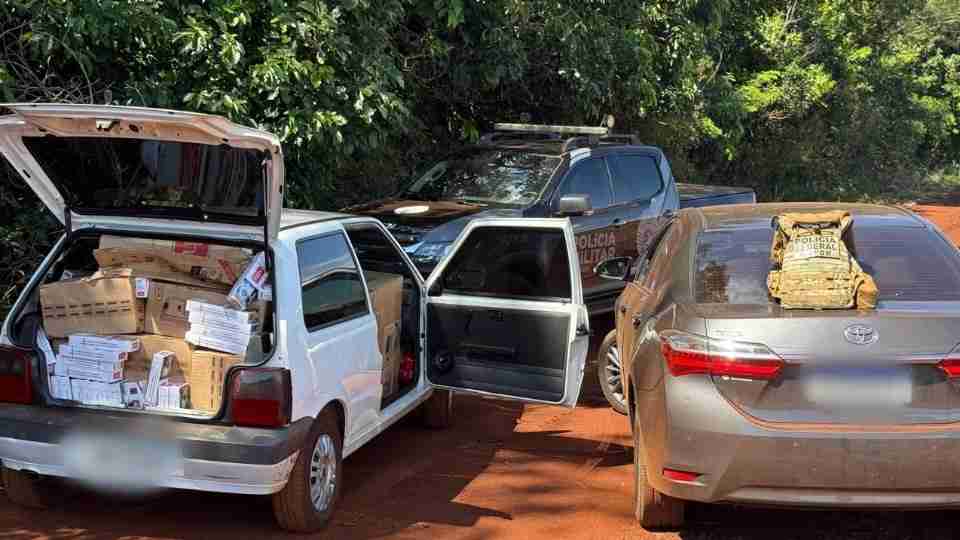 Carro carregado com cigarros do Paraguai é apreendido após fuga em Entre Rios do Oeste